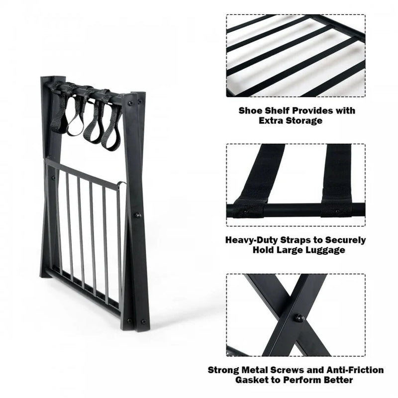 Set of 2 Metal Folding Luggage Racks for Suitcases
