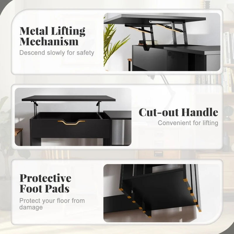 Compact Computer Desk with Concealed Storage and Open Shelving