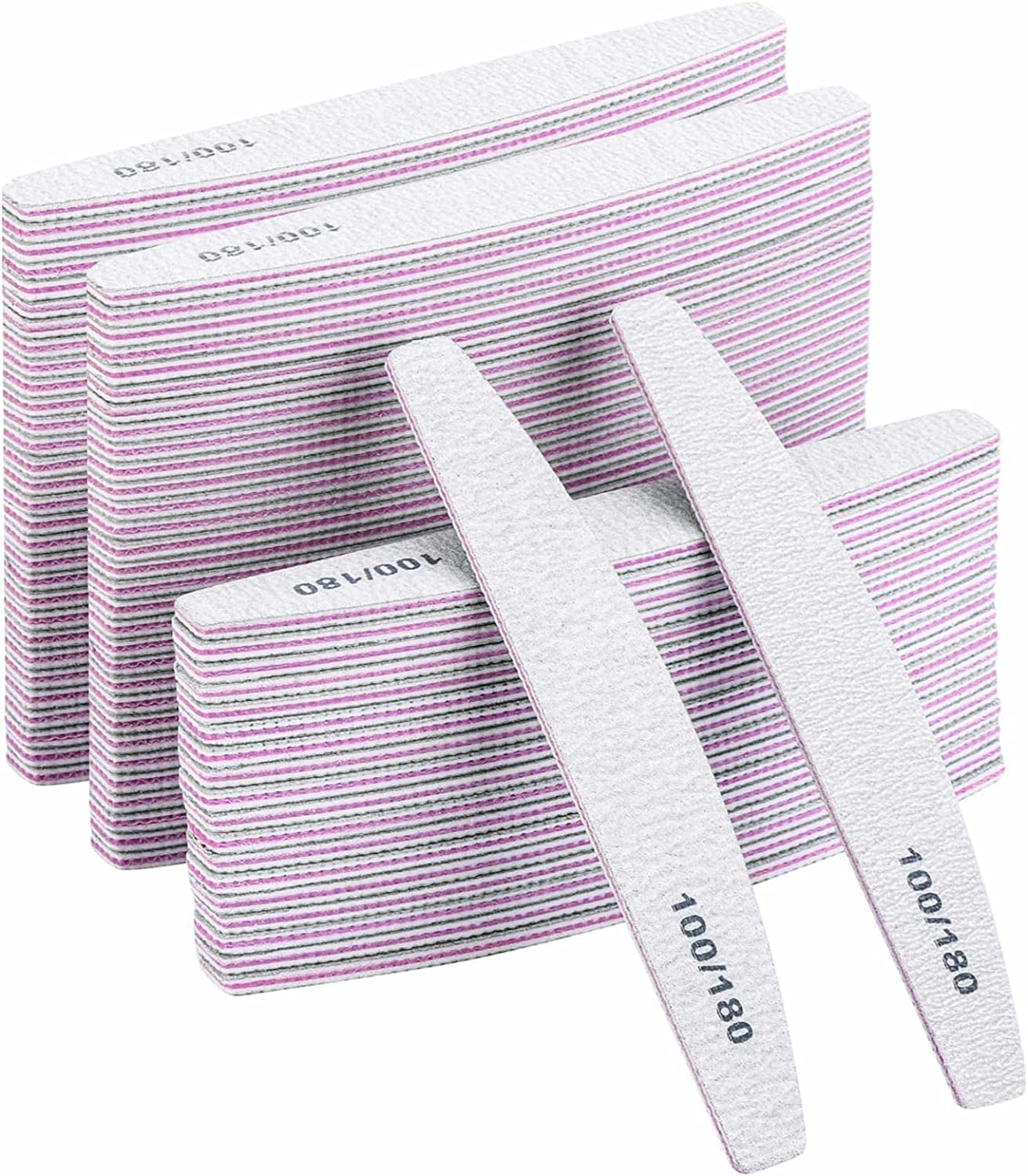 25-Piece Set of Double-Sided Emery Boards - 100/180 Grit Nail Files for Acrylic and Natural Nails