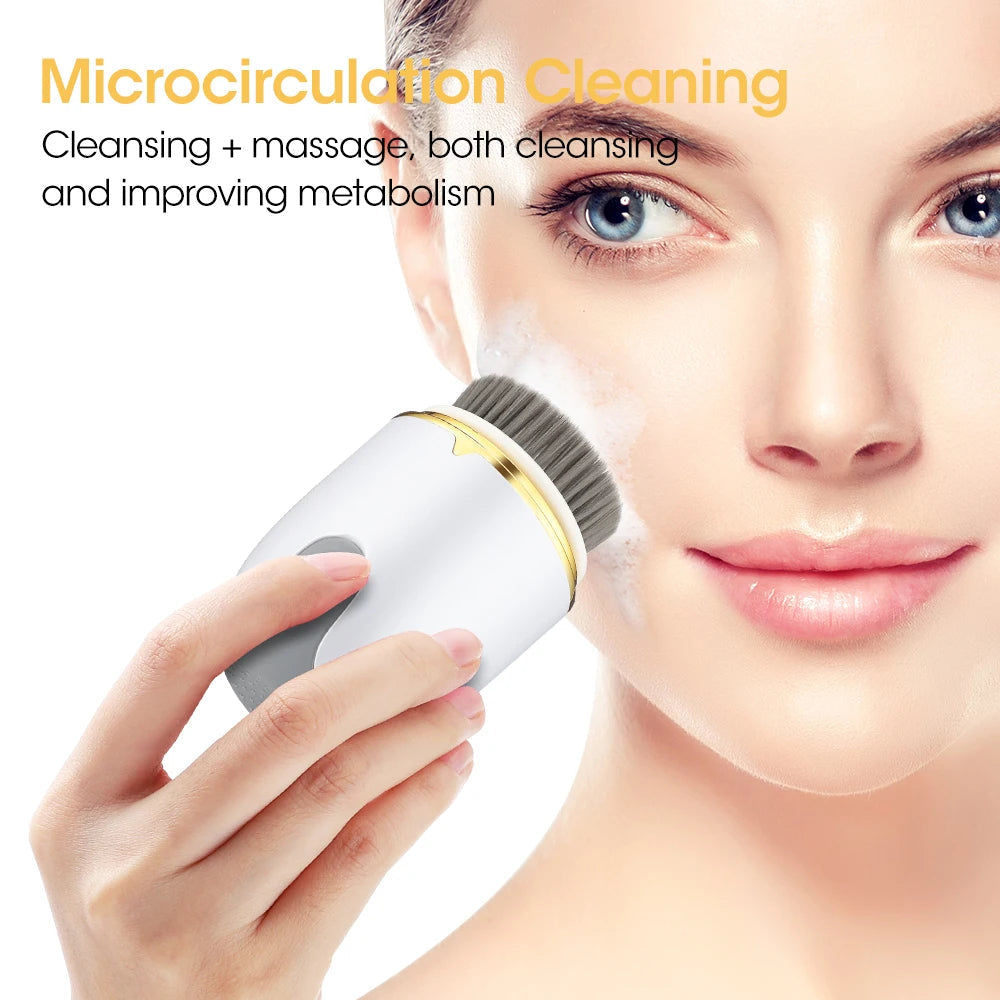 Ultrasonic Waterproof Facial Cleansing Brush - Electric 360° Skin Care Tool For Deep Pore Cleaning, USB Charger
