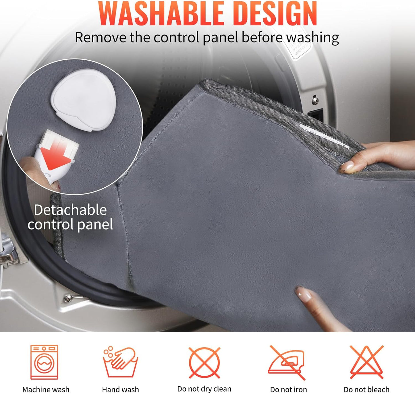 Electric Heating Pads for Back, Neck, Shoulders and Abdomen- 20"X27" , 10 Heating Levels, 2 Hours Auto Shut Off, Gray