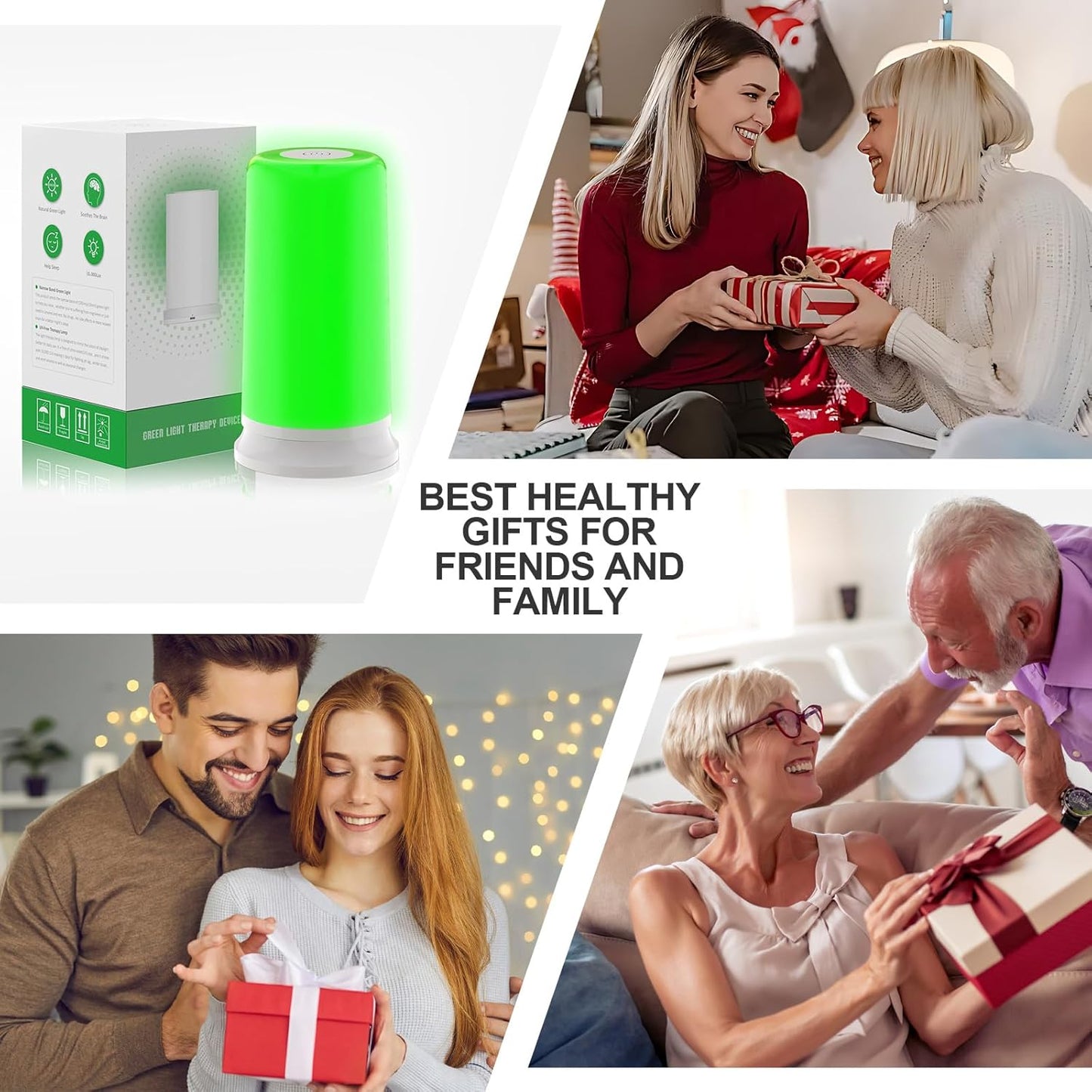 Green Light Therapy Lamp for Migraines,10000 Lux Mood&Energy Enhancing Light Therapy Lamp for Headaches,Insomnia,Anxiety Relief,Relaxation,Adjustable Warm White&Green Brightness