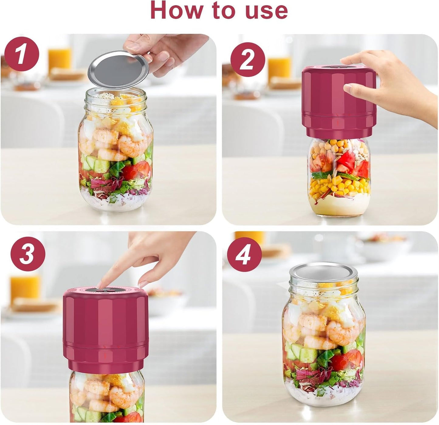 M11 Mason Jar Vacuum Sealer - Electric Jar Vacuum Sealer for Canning Jars Kit with Wide and Regular Mouth Mason Lids, Vacuum Sealing Machine for Food Storage