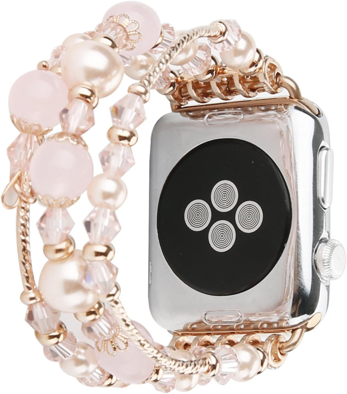 Compatible with Apple Watch Band 38/40/41/42/44/45/49Mm Women Iwatch Bands Series 9/8/7/6/5/4/3/2/1, Fashion Handmade Elastic Agate Pearl Bracelet Replacement Strap for Women Wristband