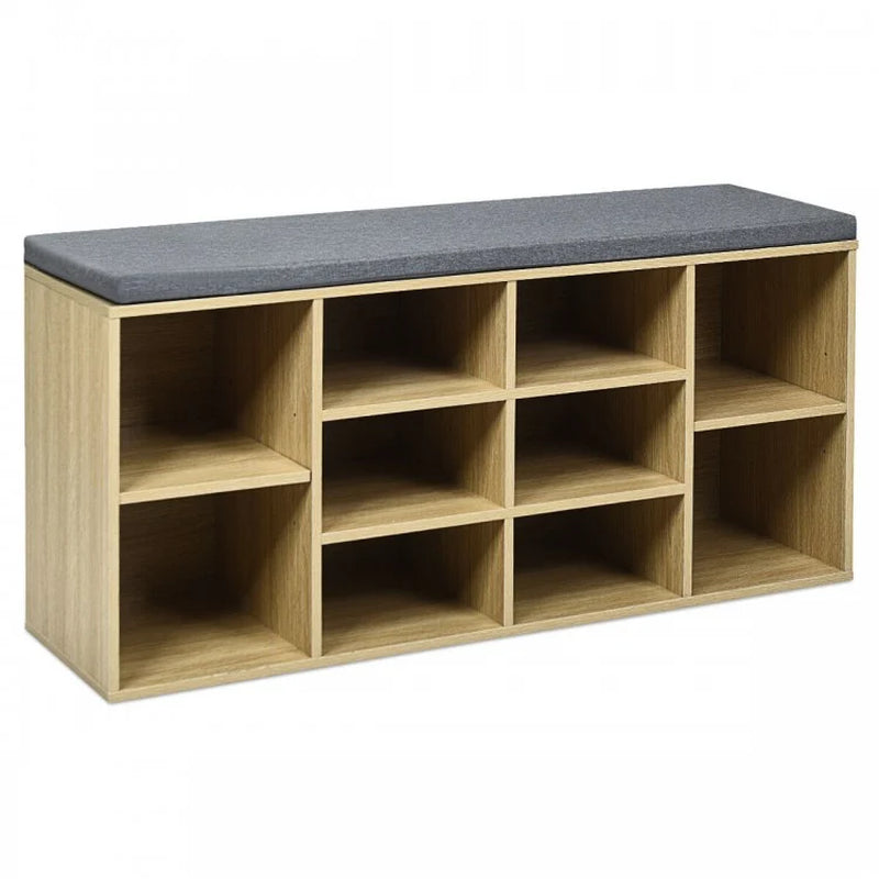 10-Cube Shoe Storage Bench with Cushion for Entryway Organization