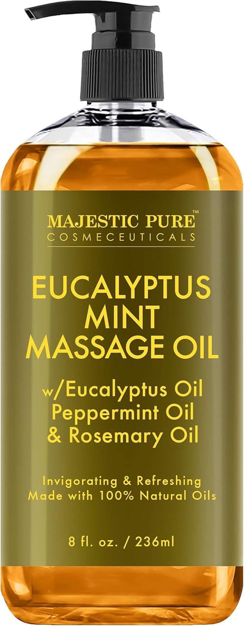 Eucalyptus Mint Massage Oil - Formula for All Skin Types - 8 Fl Oz - Made in the USA