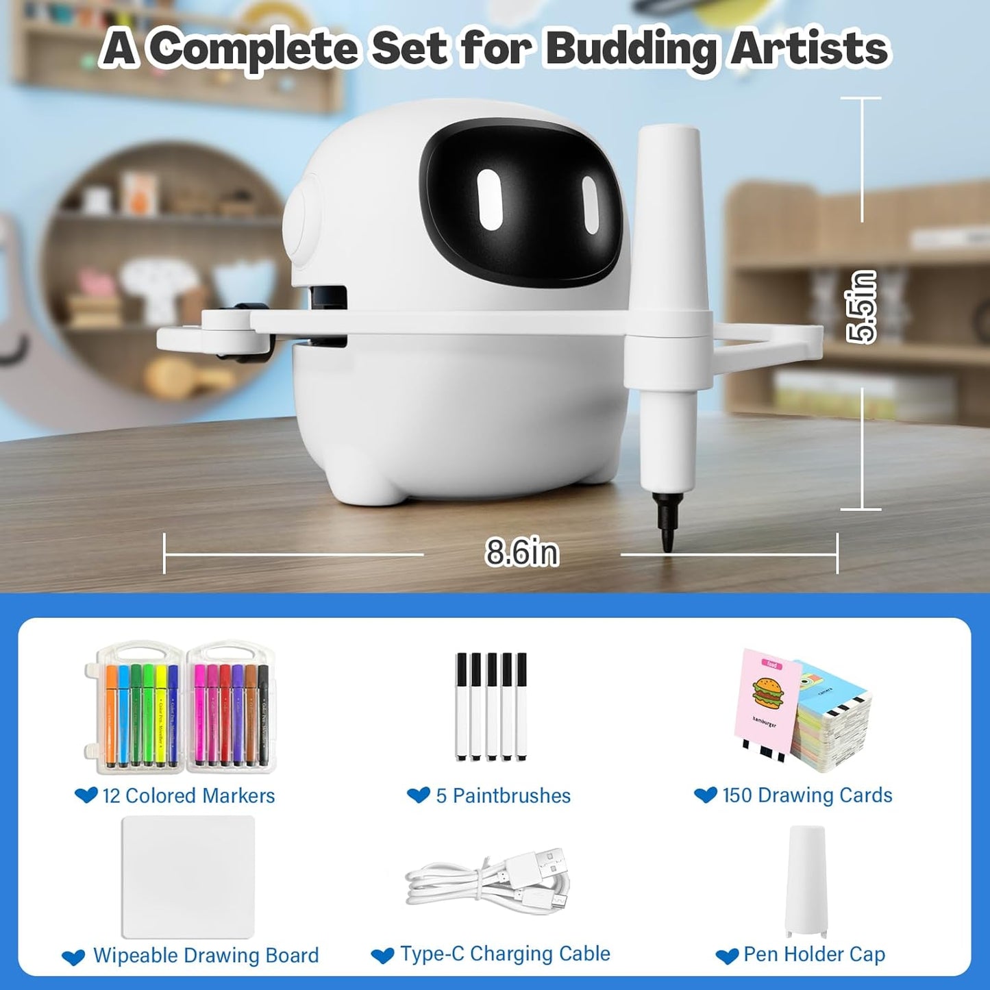 Drawing Robot Toy Voice Interactive Art Machine 150 Cards Kids Learning Toy