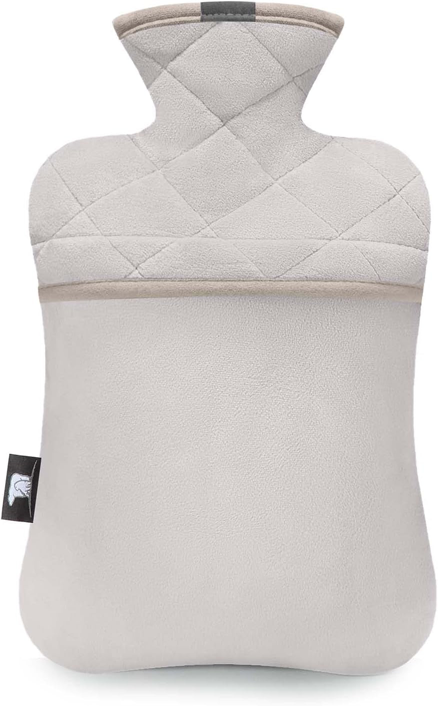 Hot Water Bottle with Soft Cover–2.0L Hot Water Bag, Odorless and BPA Free Superior Material,Grey