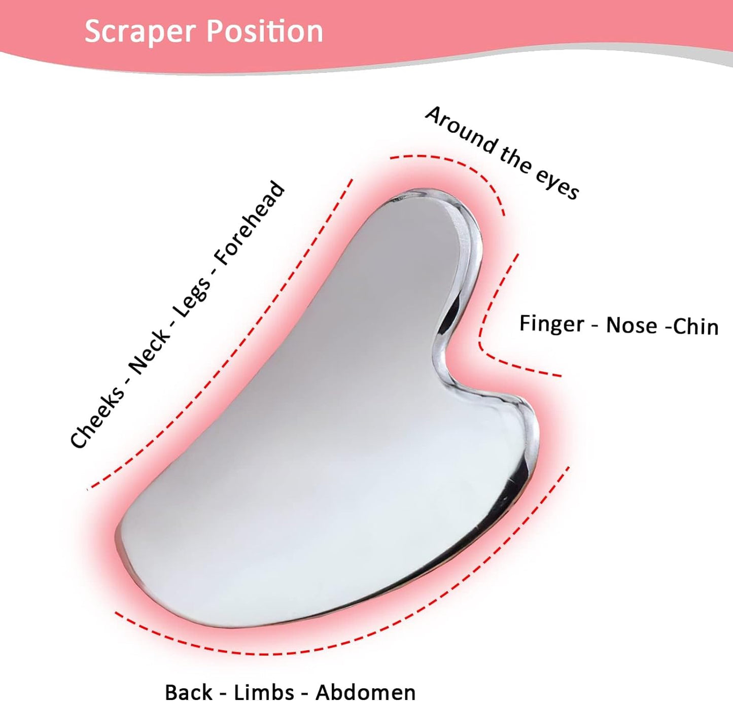 Gua Sha Tool for Lymphatic Drainage Massage - Stainless Steel