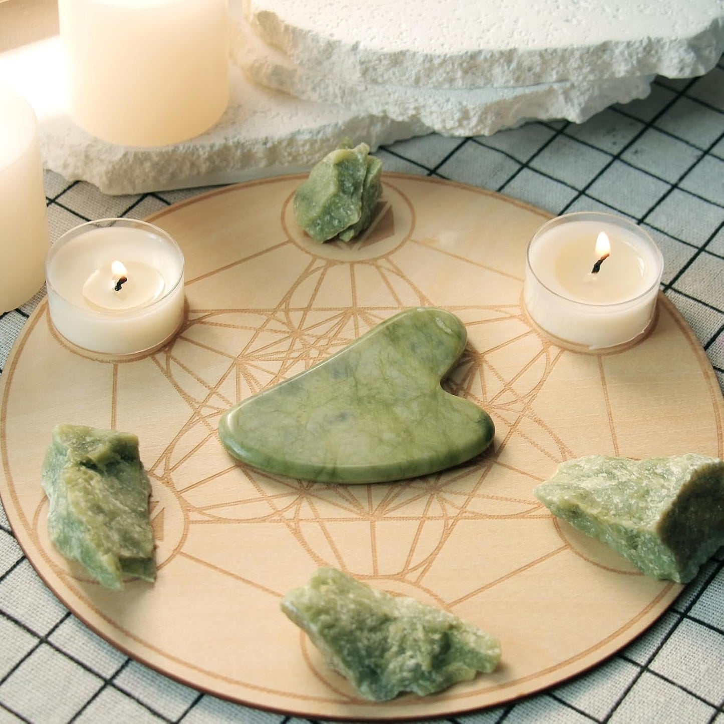 Gua Sha Facial Tool for Self Care, Massage Tool for Face and Body Treatment, Made of Xiuyan Jade, Relieve Tensions and Reduce Puffiness