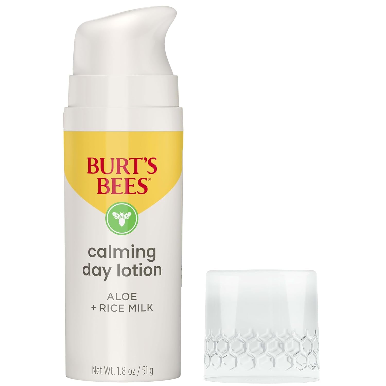 Calming Day Face Lotion with Aloe and Rice Milk, Soothing Face Lotion for Sensitive Skin, 98.9 Percent Natural Origin Skin Care, 1.8 Oz. Bottle
