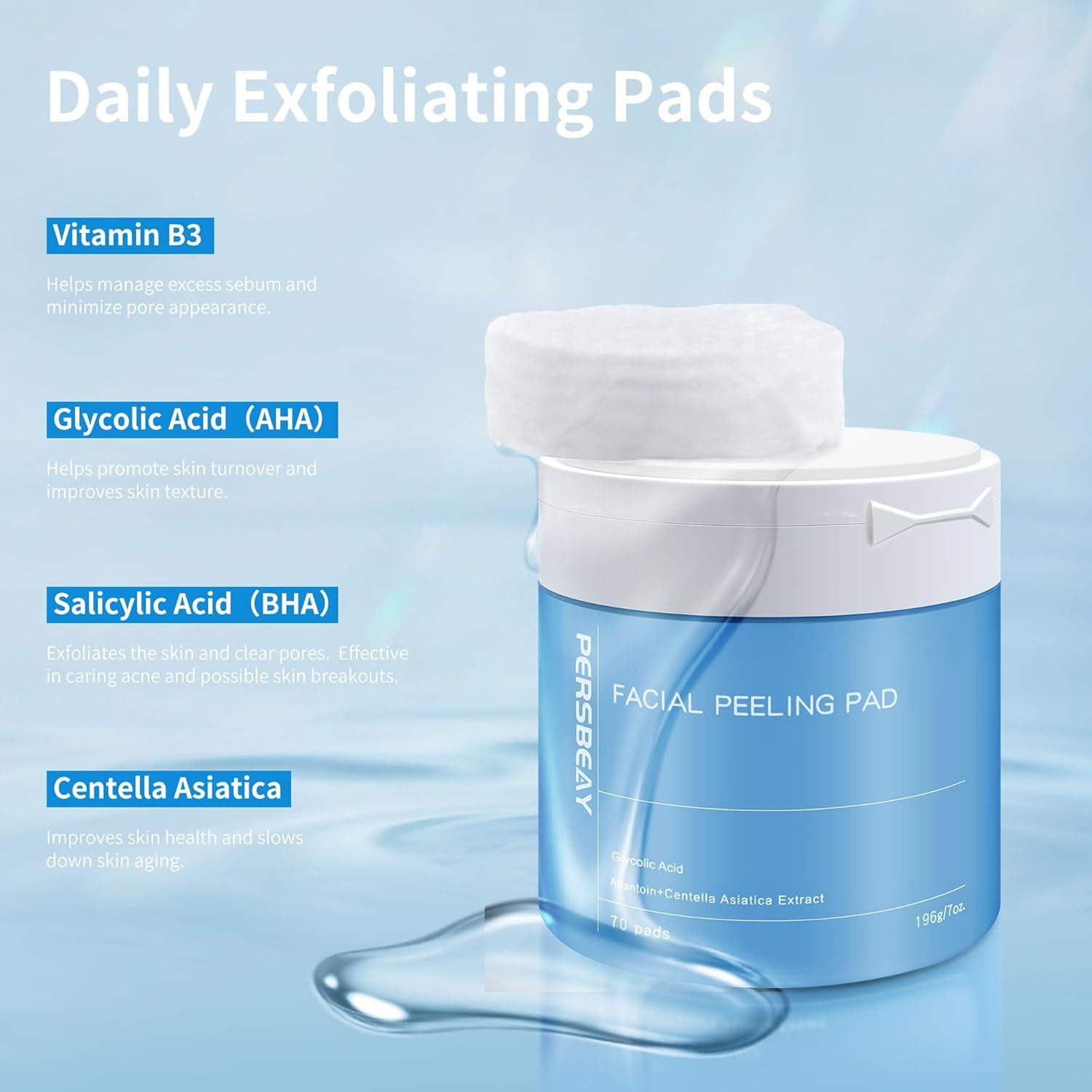 Glycolic Acid Exfoliating Toner Pads with Salicylic Acid & Vitamin B3