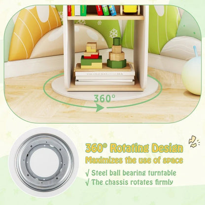 360° Rotating Bookshelf Toy Storage Organizer for Kids with 5 Shelves