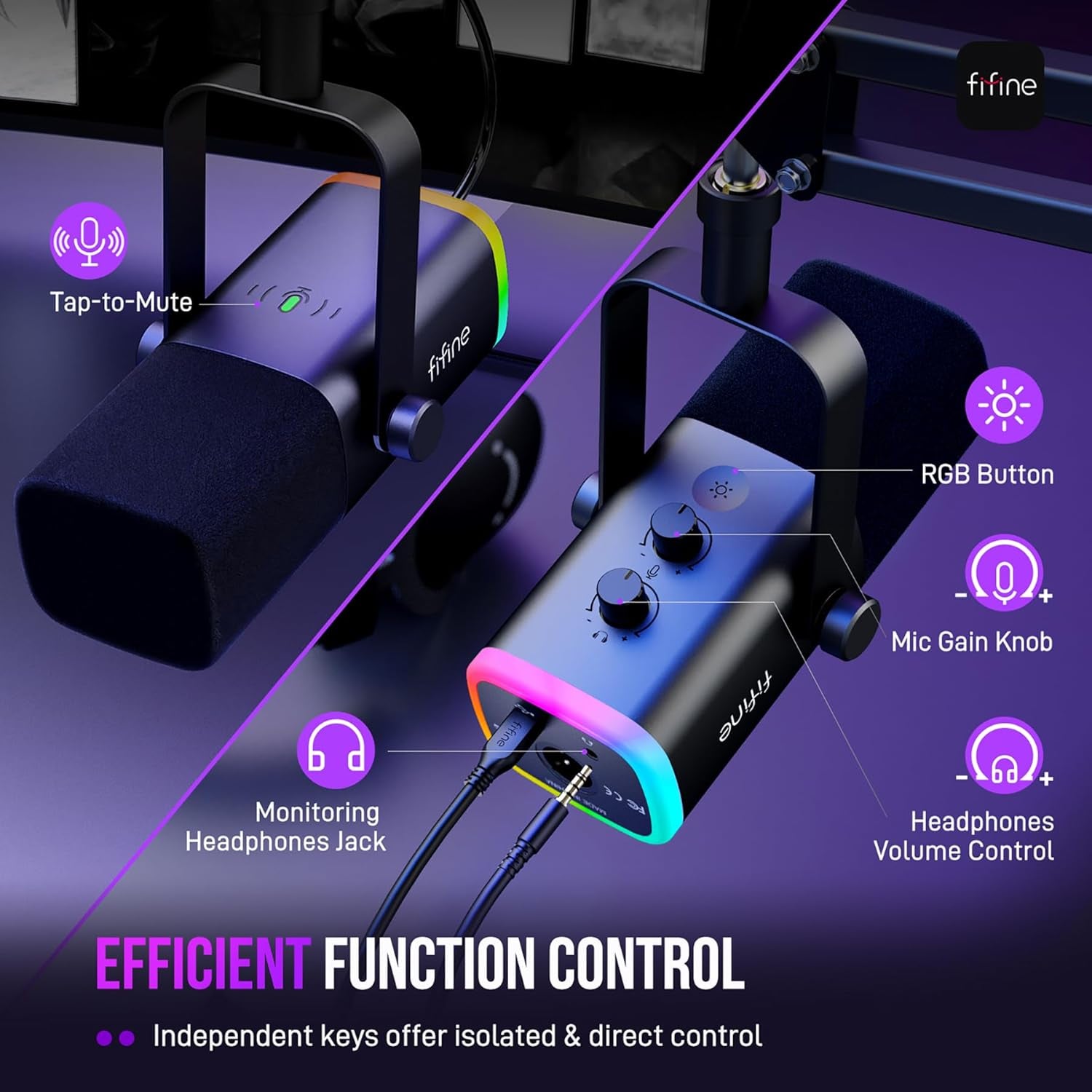 Gaming XLR/USB Microphone Kit, Streaming Dynamic Mic Set for PC, Computer Mic for Vocal Podcast Recording Voiceover, with Headphones Jack, Gain Knob, Arm Stand-Ampligame AM8T White
