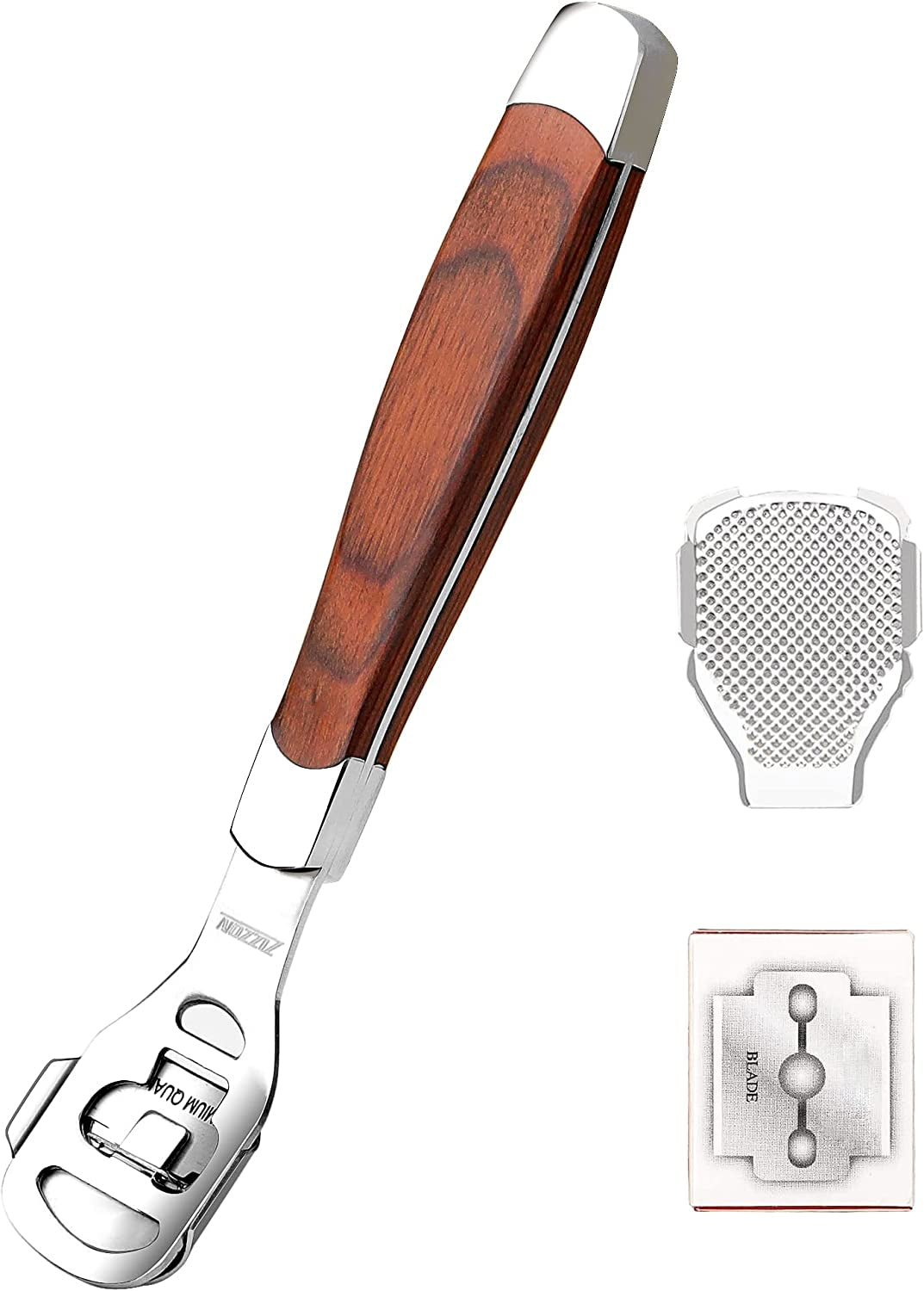 Professional Pedicure Callus Shaver with Wooden Handle and 10 Replacement Blades