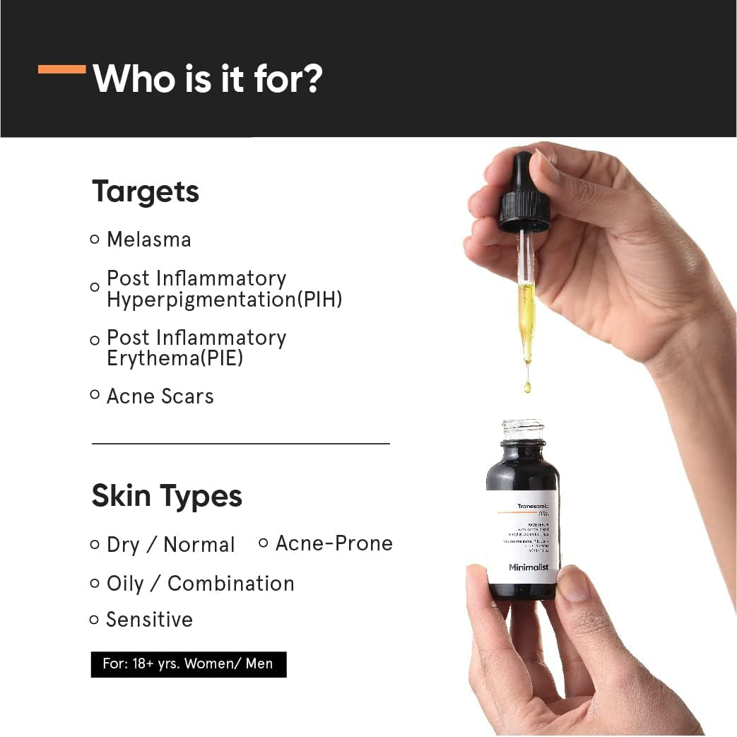 3% Tranexamic Acid Face Serum for Acne Scars, Melasma, Discoloration and Dark Spots |  Fl Oz / 30 ml