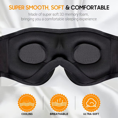 3D Sleep Mask with Bluetooth Headphones for Side Sleepers - Sleep Headphones