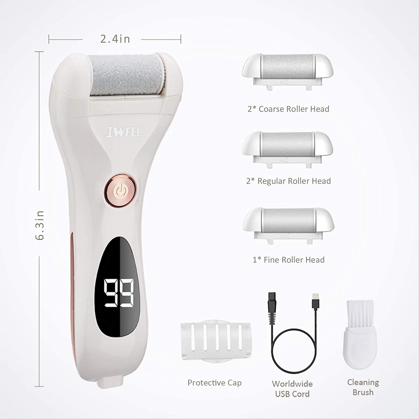 Electric Callus Remover and Pedicure Kit for Feet - Waterproof Electronic Foot Shaver for Cracked Heels and Dead Skin Removal