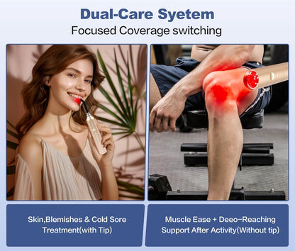 Infrared Red Light Therapy Device for Joints & Muscles Pain Relief, 660:660:810:850:940Nm Cold Sore Canker Fever Treat, Portable near Infrared Wand for Face & Body Mouth Nose Effective 2 in 1 Modes