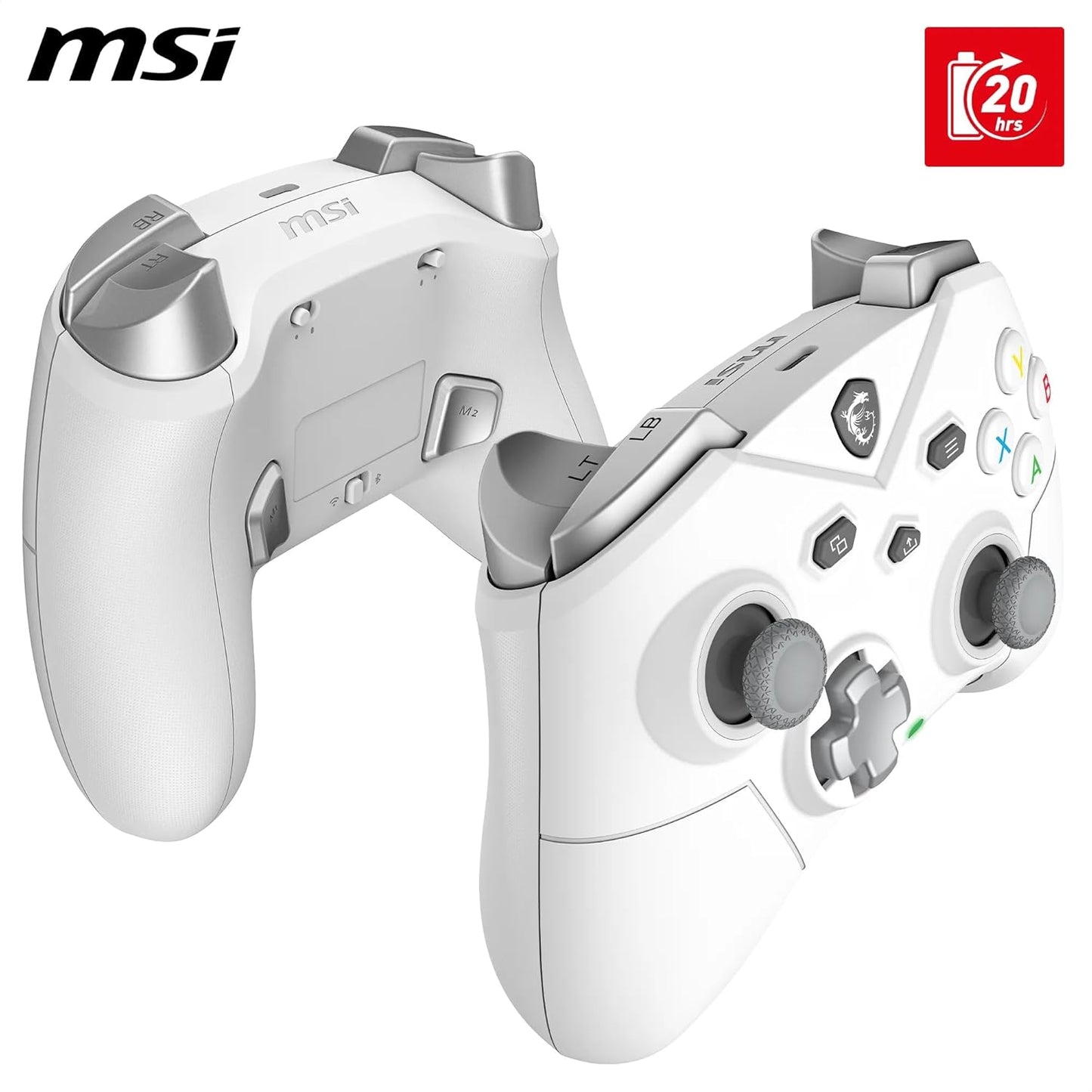 FORCE GC300 WIRELESS WHITE PC Gamepad Controller - 2.4 Ghz, Bluetooth, USB Type-C to a - Wired/Wireless, 600Mah Li-Ion Battery (20H), Interchangeable D-Pad Covers, Dual Vibration Motors