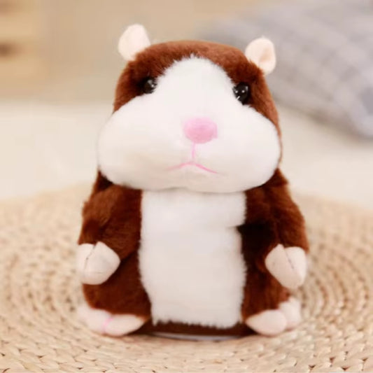 Cute Electric Talking Hamster Plush Toy-Interactive Plush Animals Imitate Your Voice and Nod to Soothe Accompany Kids Gift