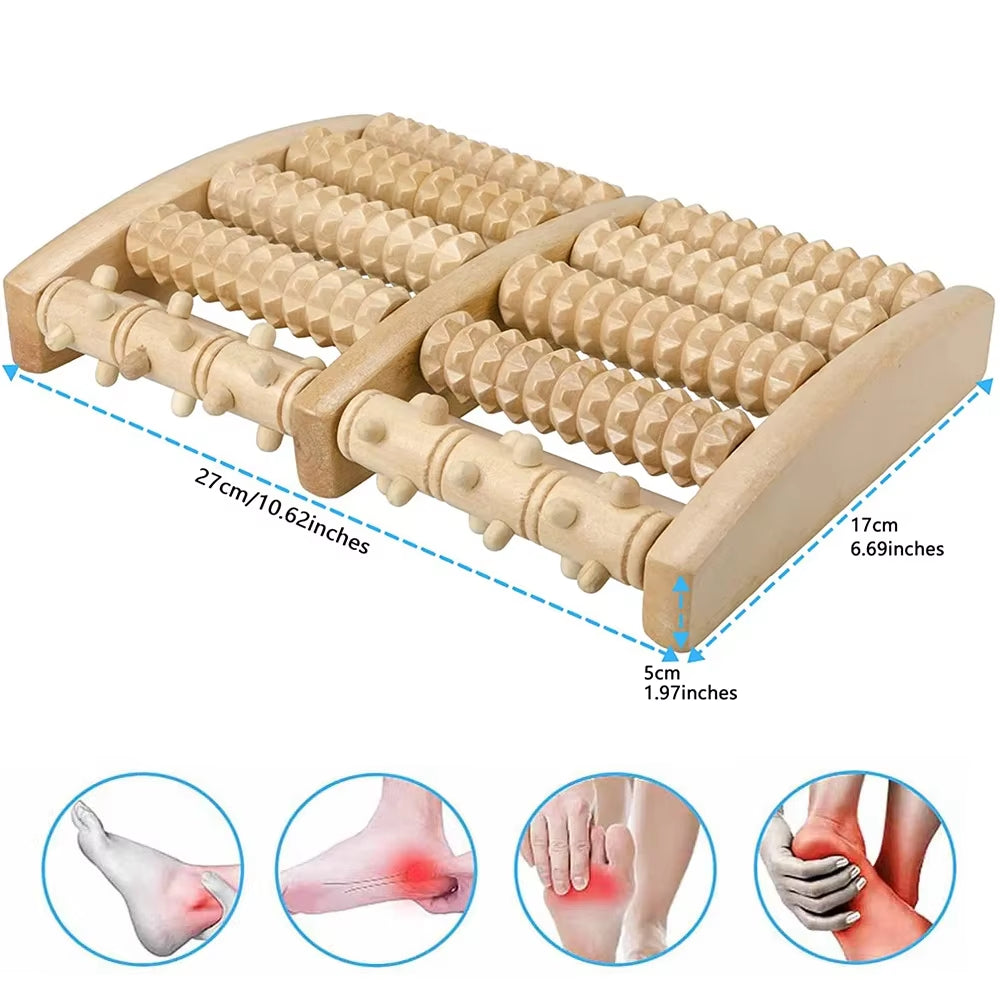 Wooden Foot Massager Roller - Relax and Relieve Plantar Fasciitis, Heel, Arch Pain. Stress Relief Tool, Relaxation