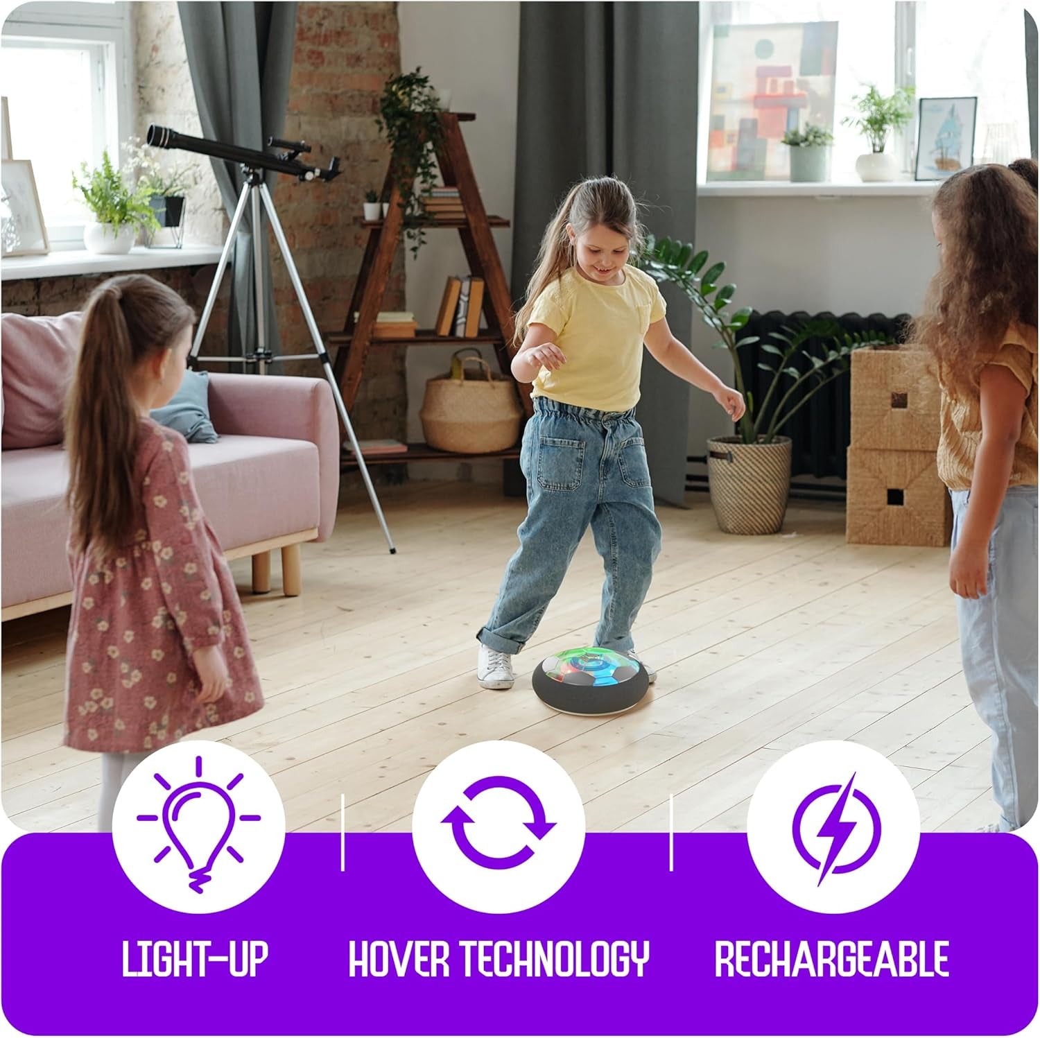 Hover Soccer Ball Light Up Indoor Outdoor Soccer Fun Toy for Girls Boys Adults-6+
