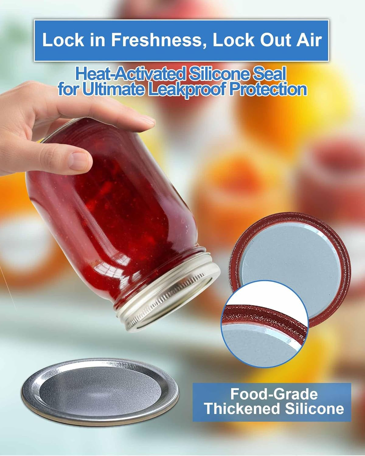 36 Mason Jar Lids with 12 Rings for 70MM Regular Mouth, Premium Split-Type 100% Fit & Airtight Canning Lids for Mason Jar and Ball Kerr Jars