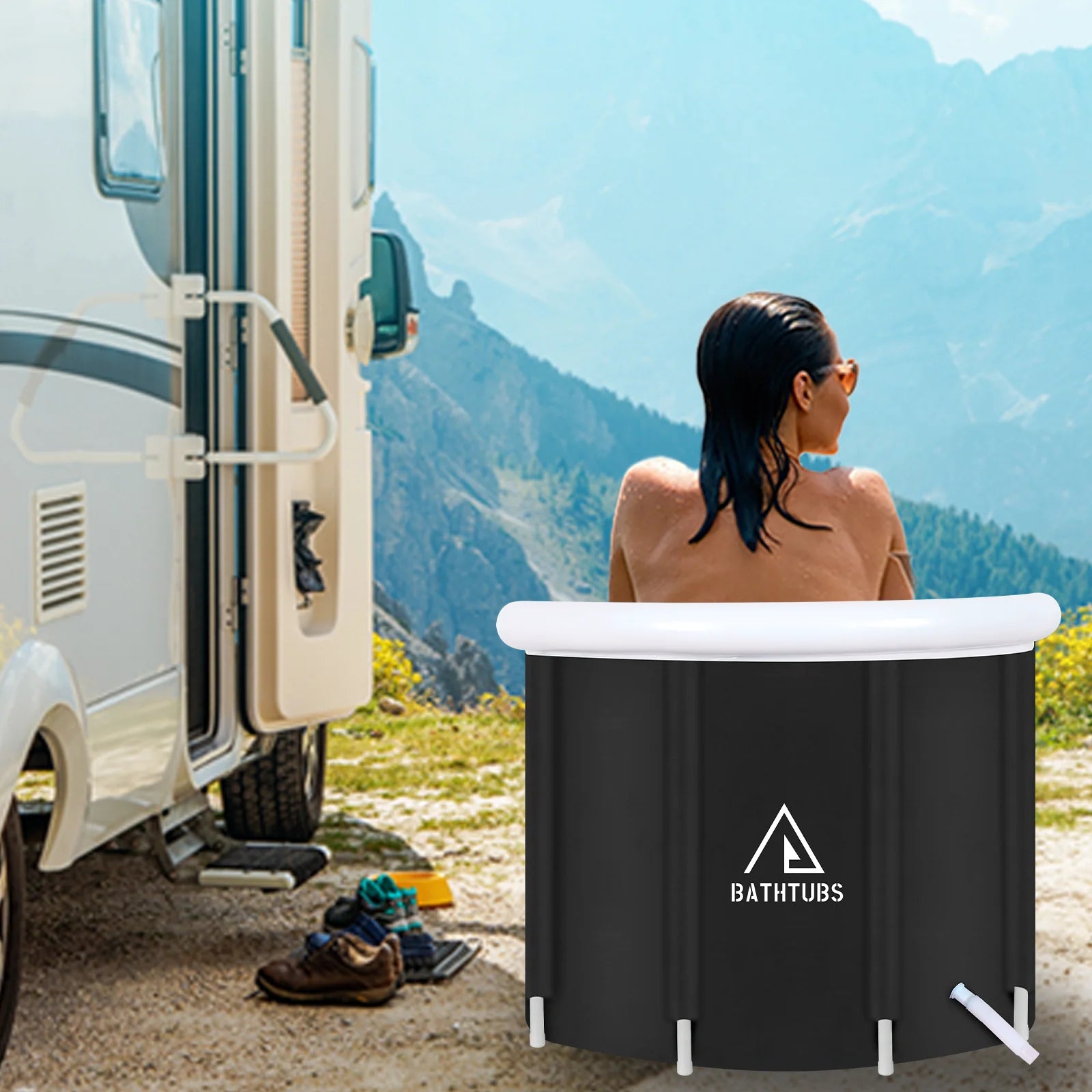 Black Inflatable Bathtub PVC 32" Diameter