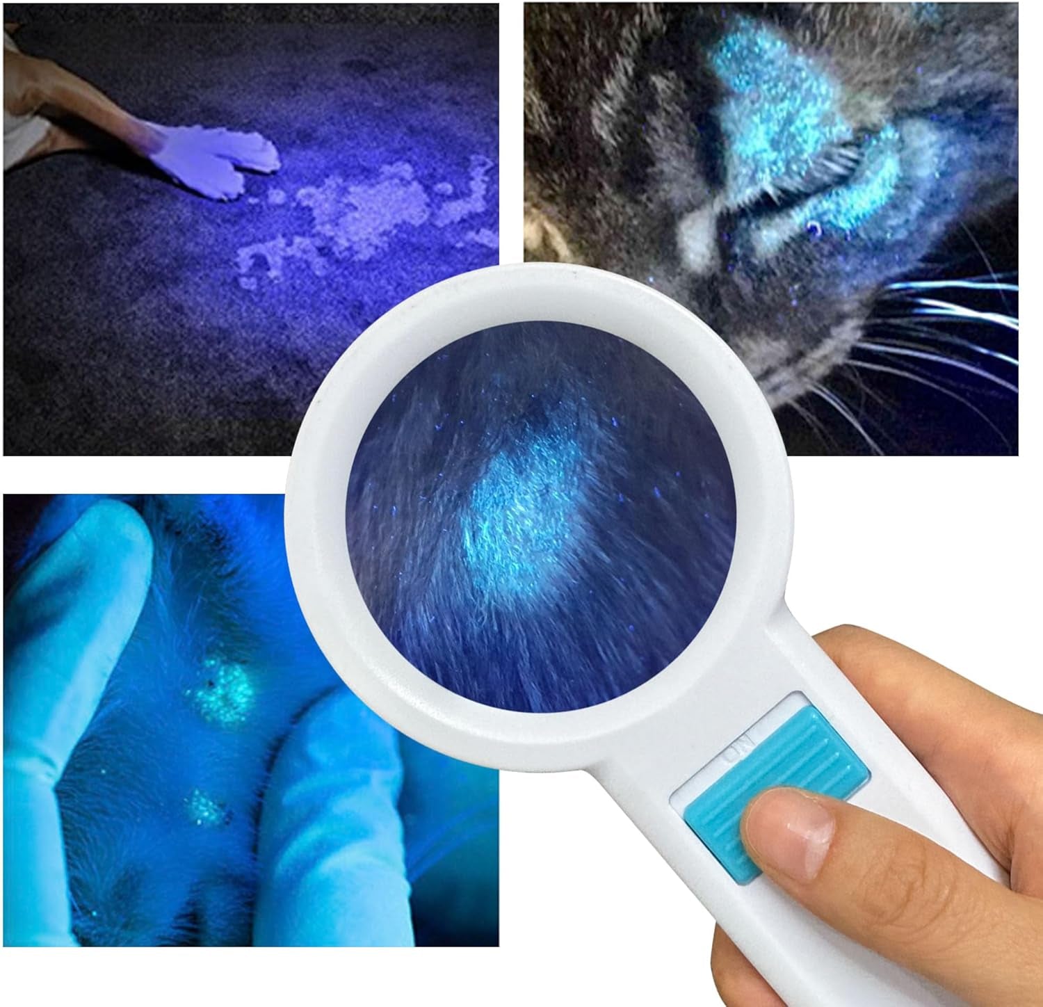 Cordless Wood'S Lamp Ringworm Detection Light-Skin Testing-Esthetician-Veterinaria-5X Magnifying Wood Lamp Black Light-16 Led-Battery Powered