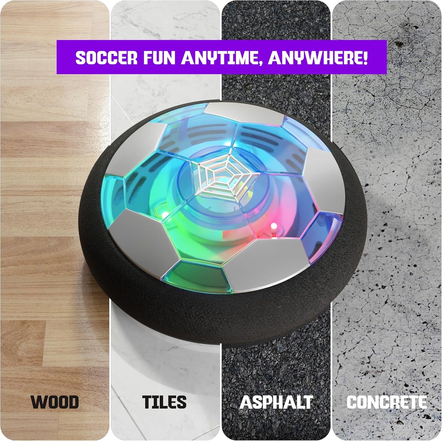 Hover Soccer Ball Light Up Indoor Outdoor Soccer Fun Toy for Girls Boys Adults-6+