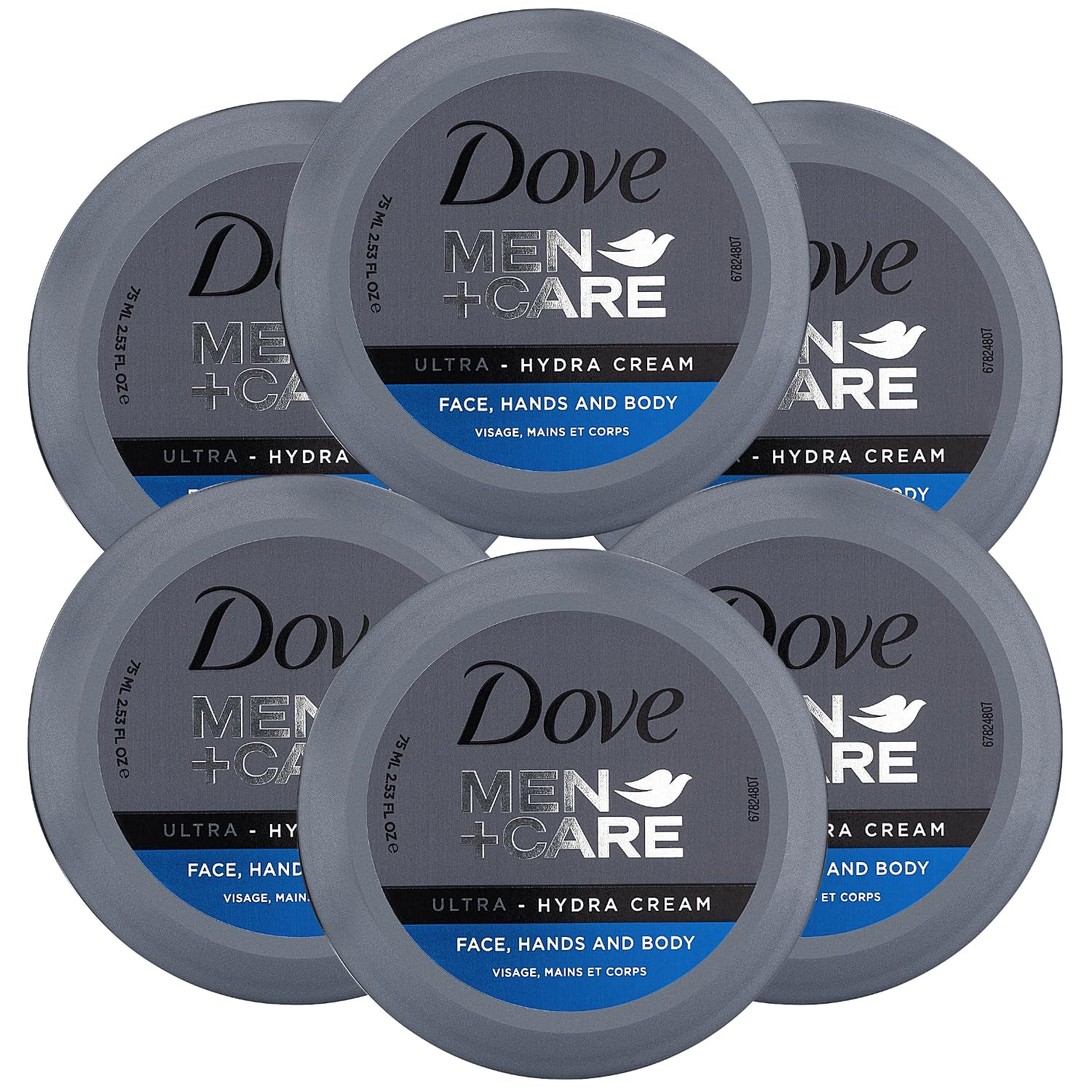 Men+Care Ultra Hydra Cream, Face, Hands and Body Care, All Skin Types, 6 Pack of 2.53 Oz Each