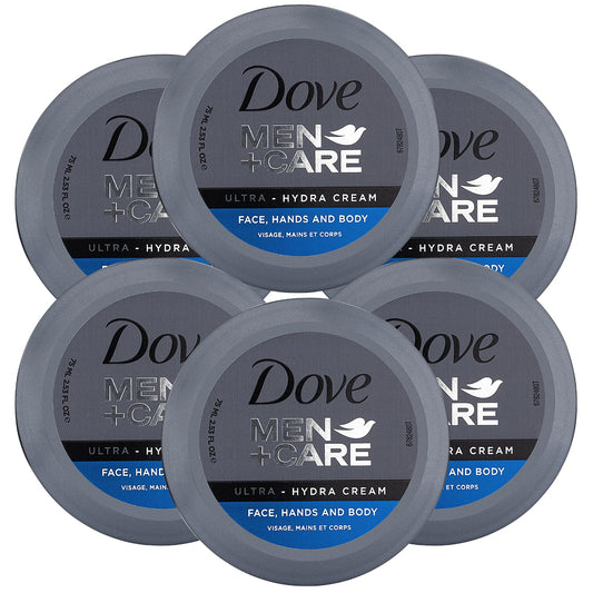 Men+Care Ultra Hydra Cream, Face, Hands and Body Care, All Skin Types, 6 Pack of 2.53 Oz Each