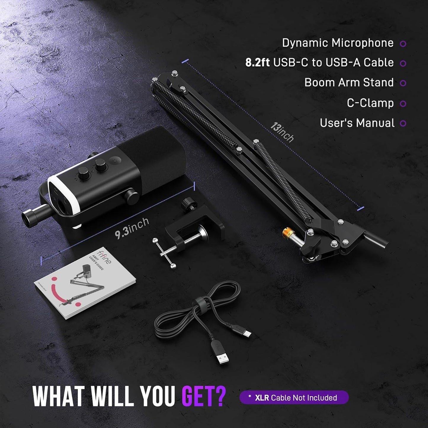 XLR/USB Gaming Microphone Set, Dynamic PC Mic for Streaming Podcasting, Computer RGB Mic Kit with Boom Arm Stand, Mute Button, Headphones Jack, for Recording Vocal Voice-Over-Ampligame AM8T