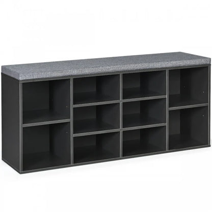 10-Cube Shoe Storage Bench with Cushion for Entryway Organization