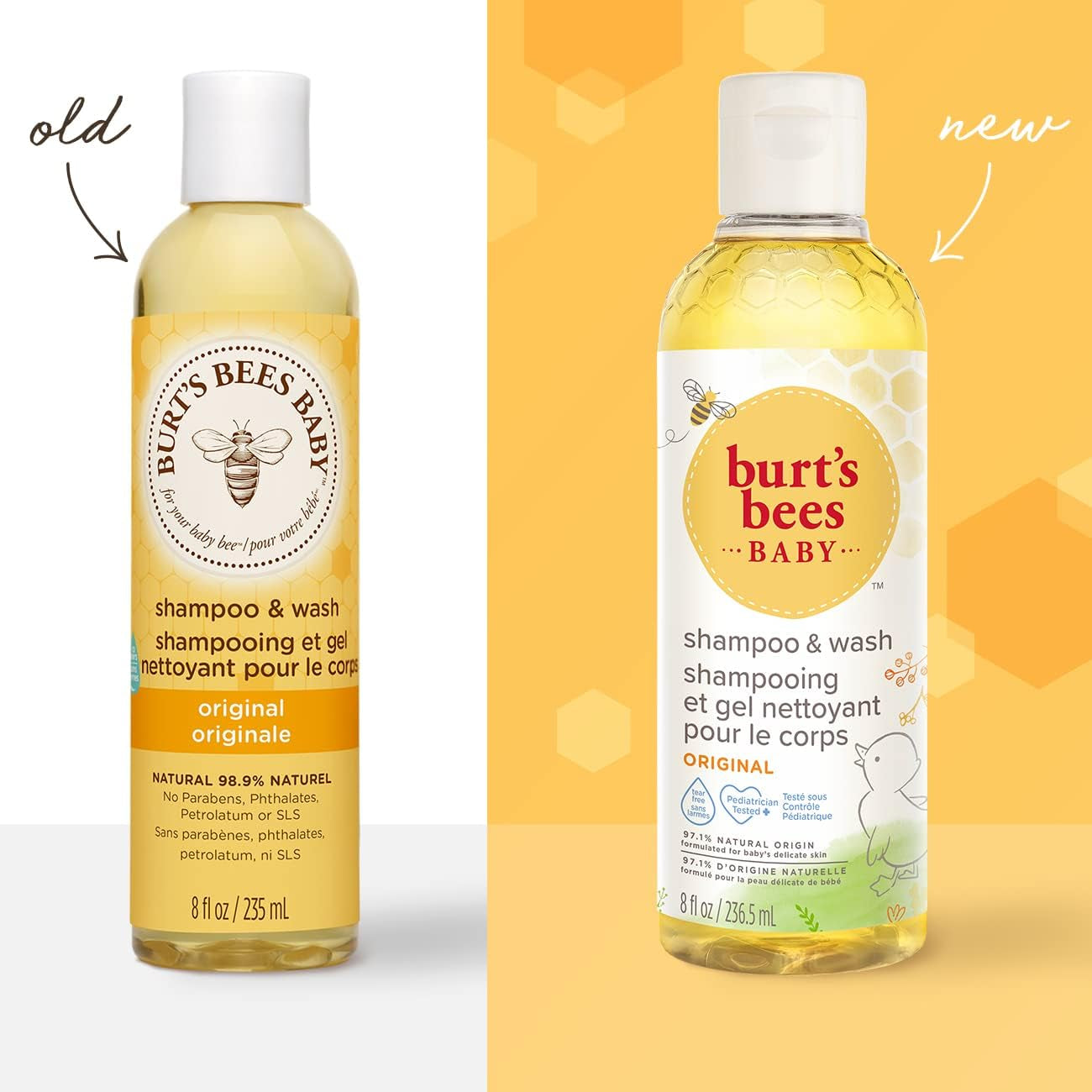 Baby Shampoo & Wash, Original, Tear Free, Pediatrician Tested, 98.7% Natural Origin, 236.5 Ml