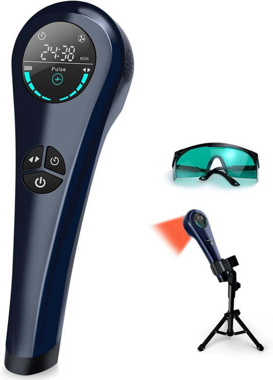 Cold Laser Therapy Device, Portable Handheld Red Light Therapy for Joint and Muscle Pain Relief, Wound Healing, Dual Wavelenghth (4X808Nm+14X650Nm) with Adjustable Timer and Intensity