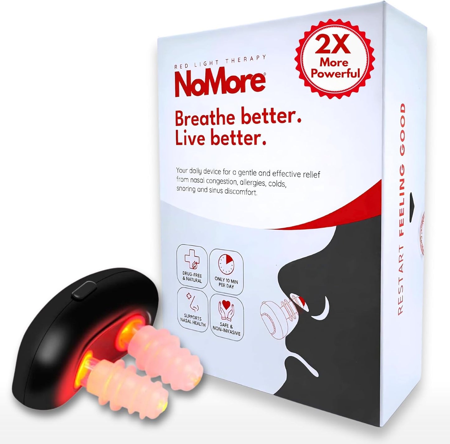 Original  Red Light Therapy for Nose – LED Nasal Device for Dry Nose & Sinus Comfort, No More Colds, Usb-Rechargeable Light Therapy