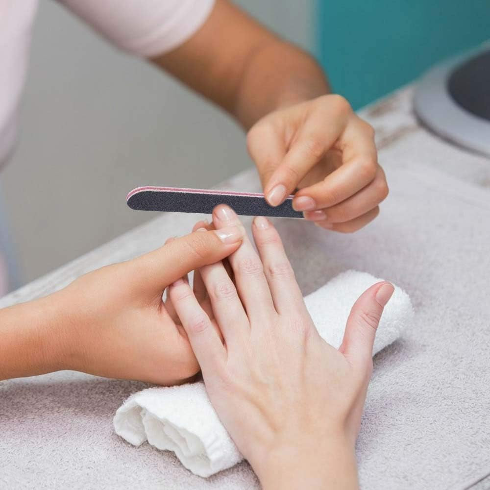 Nail Files Double Sided Professional Manicure Tools Kit 100/180 Grit Washable (12PCS)