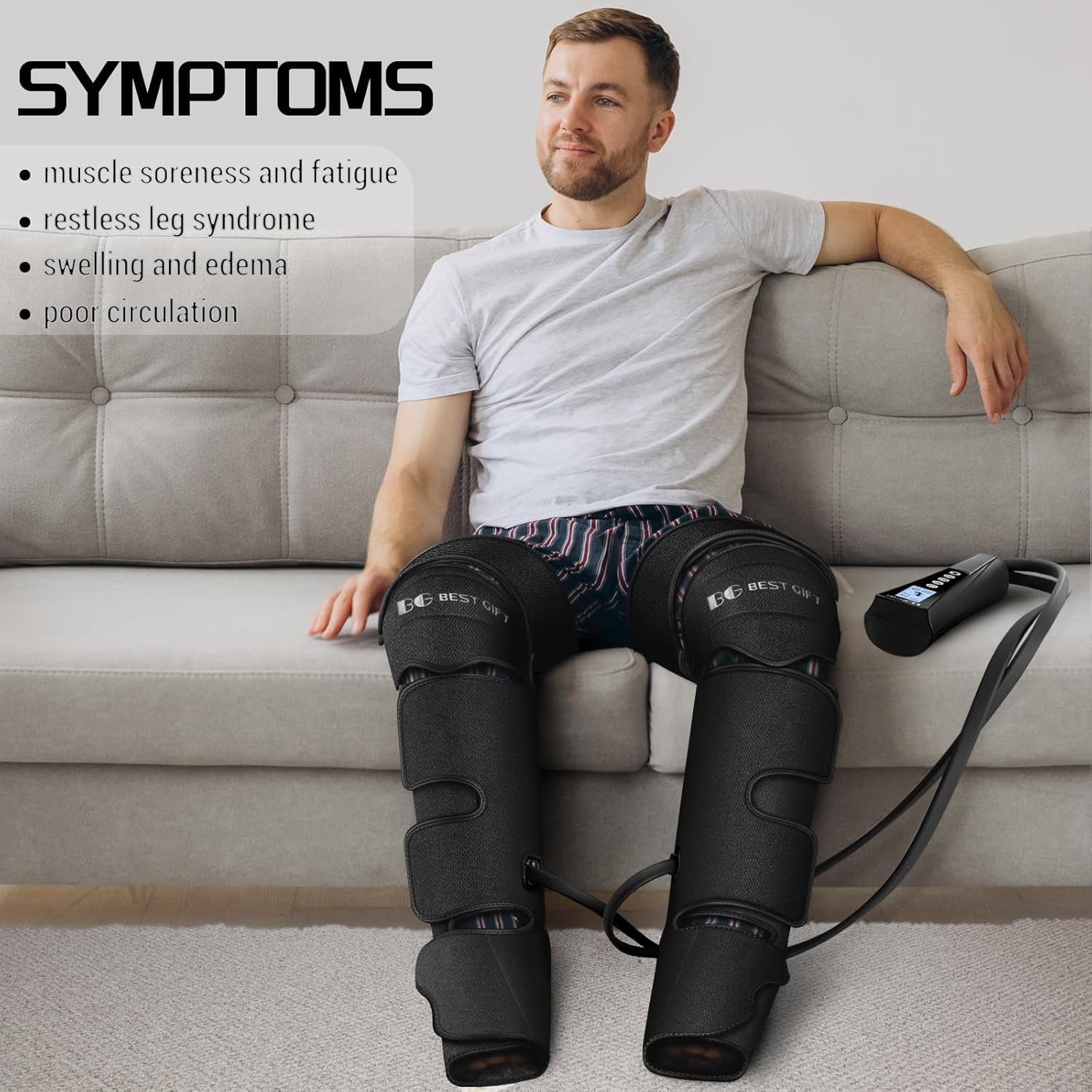 Christmas Gifts for Men Women Dad Mom, Mother'S Day, Father'S Day, Air Compression Massager with Heat for Foot, Leg, Calf, Thigh, Knee, Helpful for Varicose Veins,Muscle Fatigue, Cramps Swelling Edema