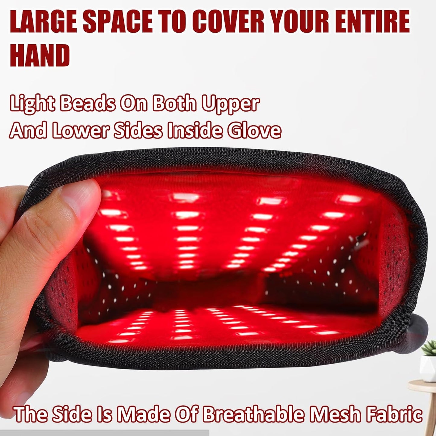 Cordless Red & Infrared Light Therapy for Hand Pain Relief Device with 660Nm Red 850Nm Infrared Light with 4000Mah Battery Portable Pad for Hands Fingers Wrist Joint Stiffness Treatment Gloves