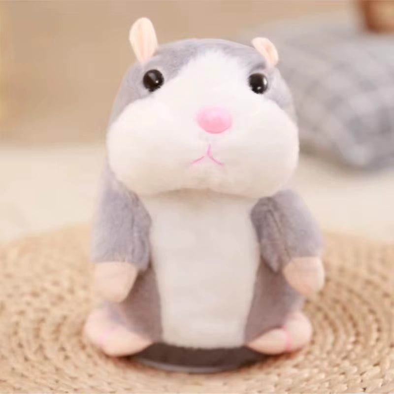 Cute Electric Talking Hamster Plush Toy-Interactive Plush Animals Imitate Your Voice and Nod to Soothe Accompany Kids Gift