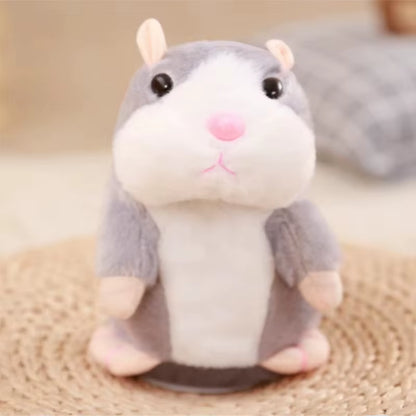 Cute Electric Talking Hamster Plush Toy-Interactive Plush Animals Imitate Your Voice and Nod to Soothe Accompany Kids Gift