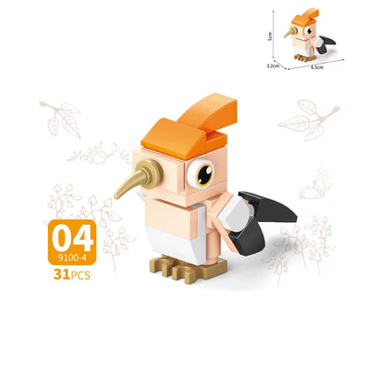 MOC City Creative Building Blocks Accessories Zoo Rhino Lion Kangaroo Wolf Fox Frog Bee Crow Peacock Mini Brick Toy Gifts X021