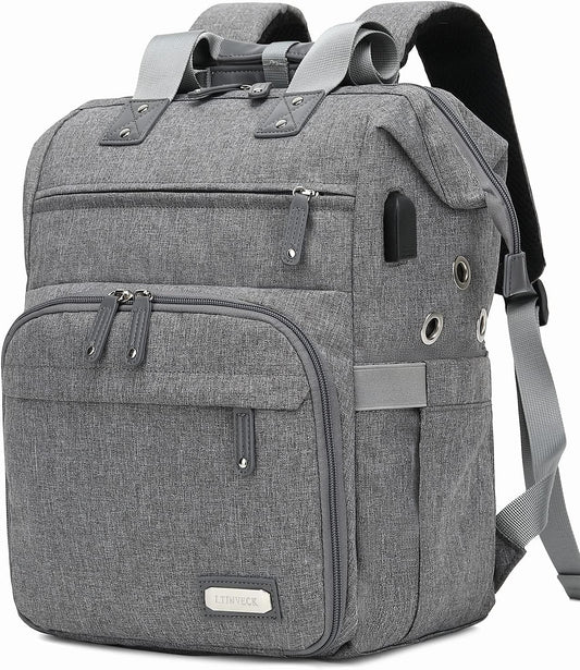 Crochet Backpack,Knitting Bag Backpack Yarn Storage Organizer Travel Crochet Bag with USB Charging Port,Large Yarn Tote Bag