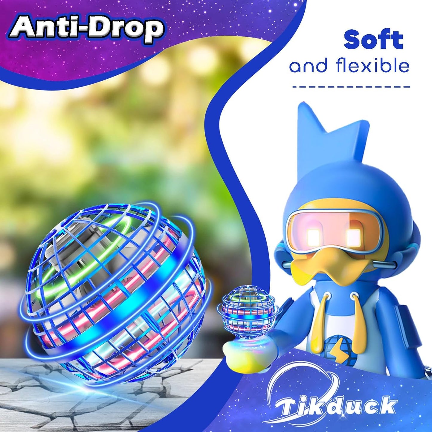 Flying Orb Ball Toys Soaring Hover Fidget Hand Controlled Mini Drone Cosmic Globe Spinning Kids Adults Outdoor Fly Toy Birthday Gift Cool Stuff for Boys Girls 6 7 8 9 10+ Year Old by  (Blue)