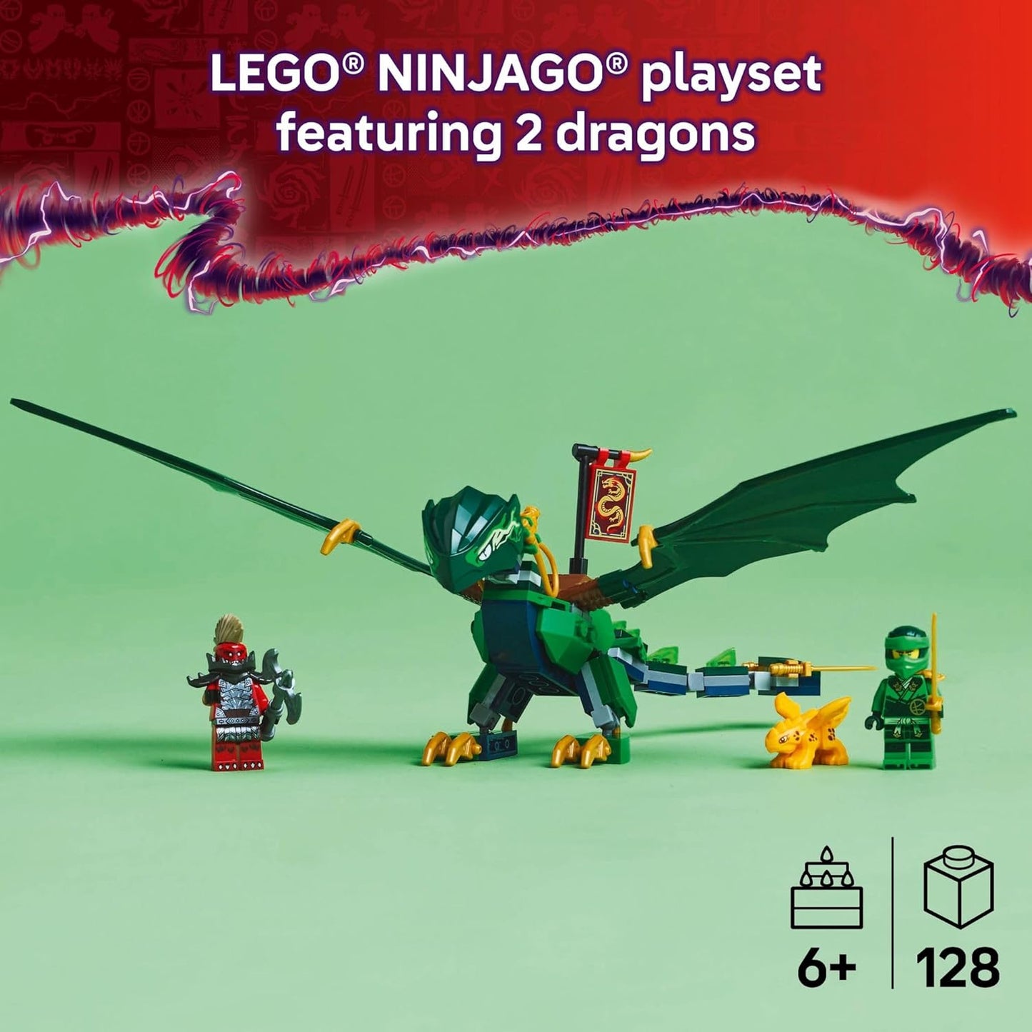 NINJAGO 71829 Lloyd Green Forest Dragon Building Set with 2 Minifigs