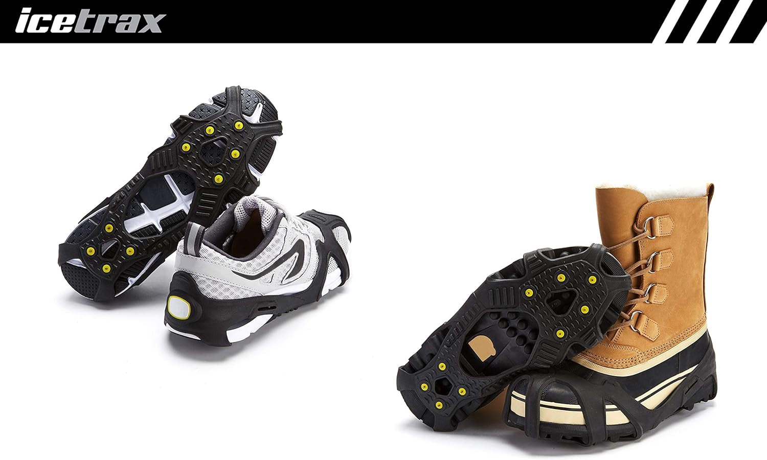V3 Tungsten Winter Ice Grips for Shoes and Boots - Ice Cleats for Snow and Ice, Stayon Toe, Reflective Heel