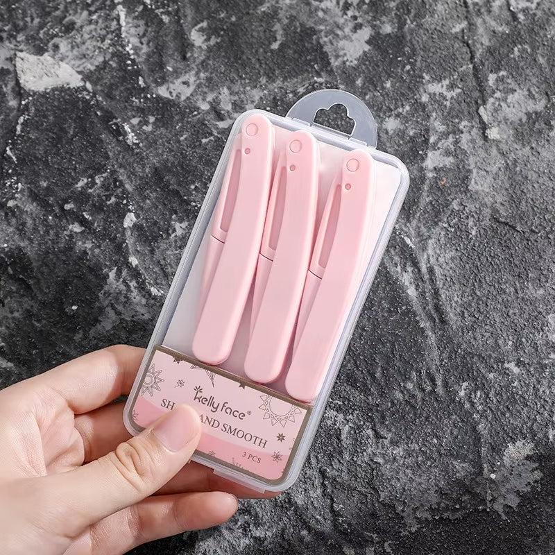 3Pcs Eyebrow Trimmer Razor Set – Foldable Scissors Hair Remover Comb Kit for Women