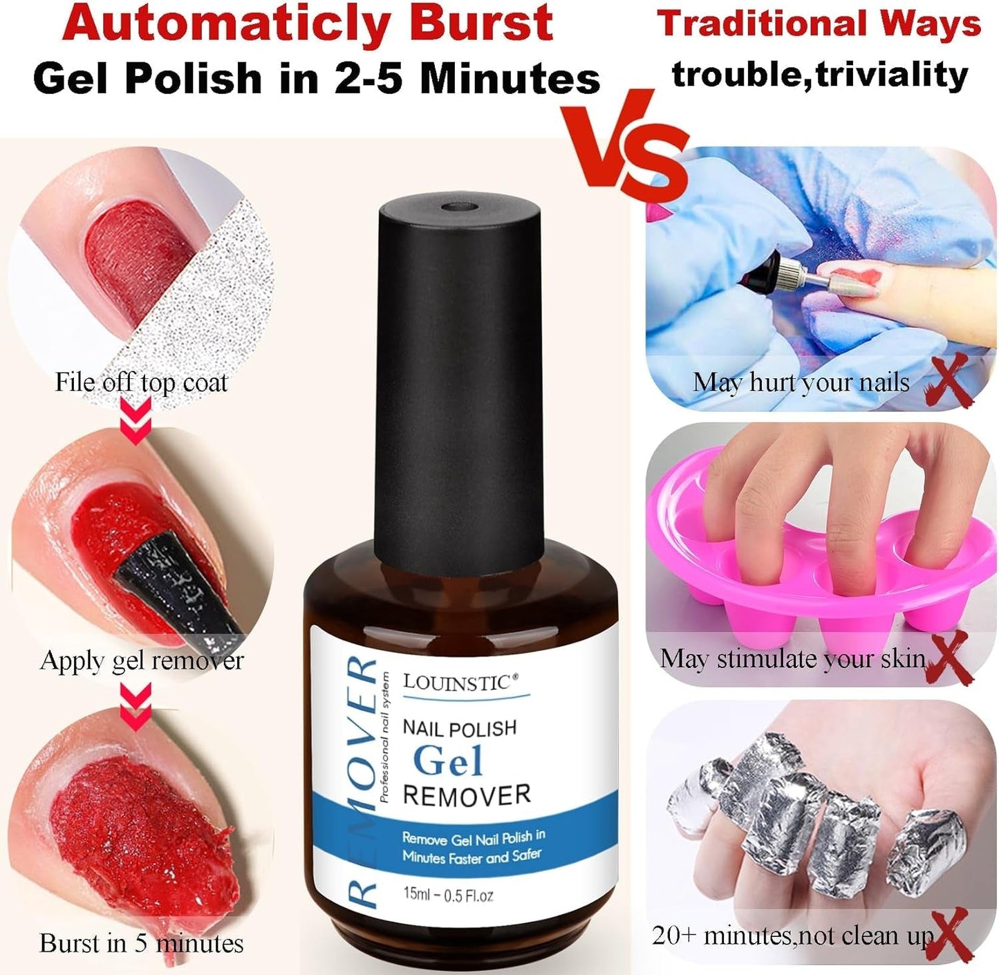 Gel Nail Polish Remover - Gel Polish Remover  3-5 Minutes and Cuticle Oil for Nails